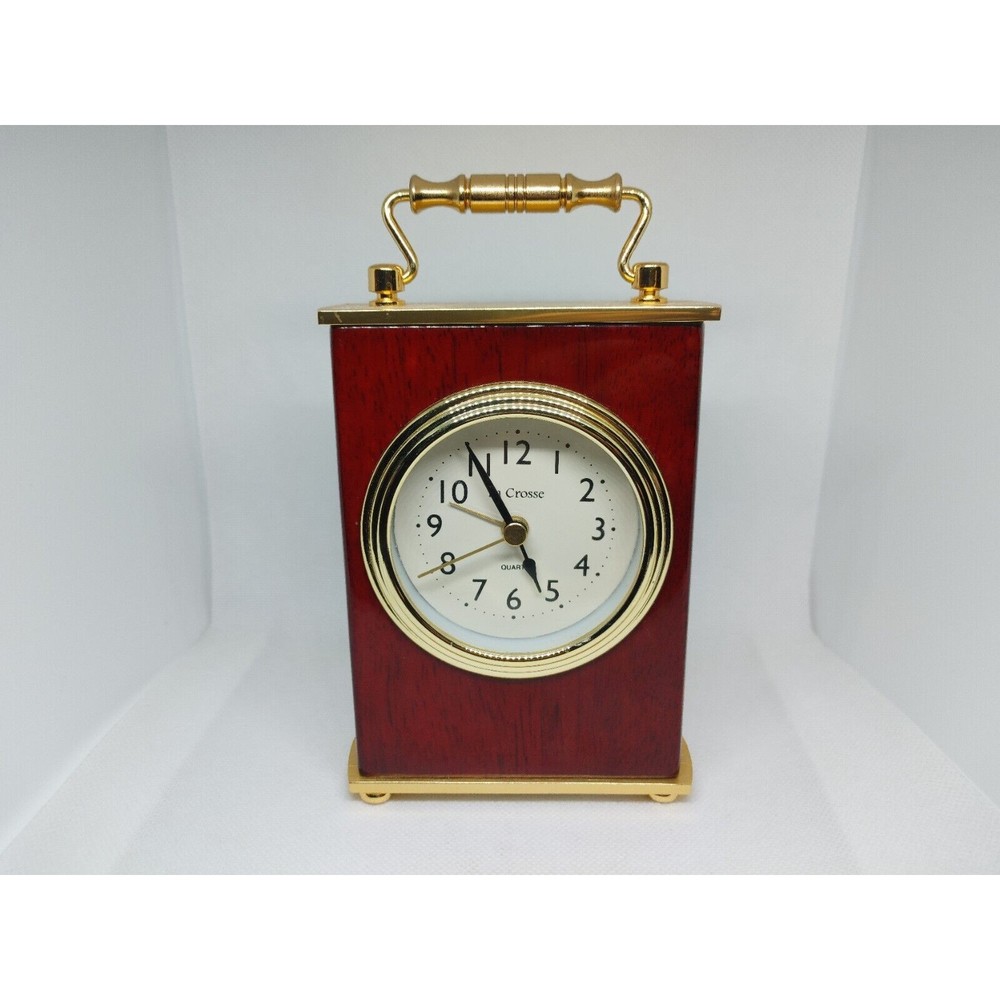 Vintage Linden Quartz Battery Operated Mantel Shelf Desk Clock Wood Grain READ